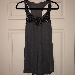 Racerback shirt with embellishment